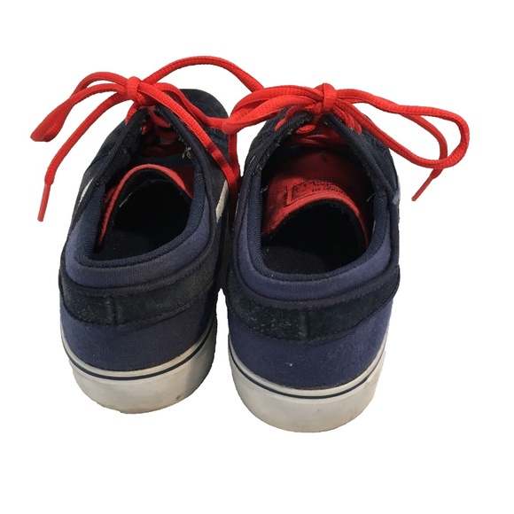 Nike Skater Shoes SB Stefan Janoski Blue & White Youth Size 6Y Red Laces Suede - Picture 6 of 7